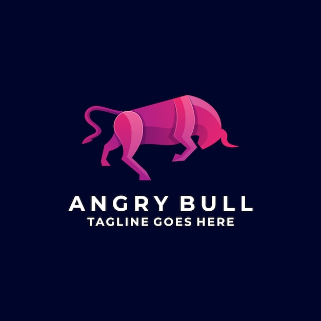 Logotipo ilustración toro enojado gradiente colorido