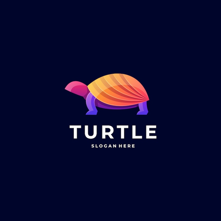 Vector logotipo ilustración tortuga gradiente estilo colorido.
