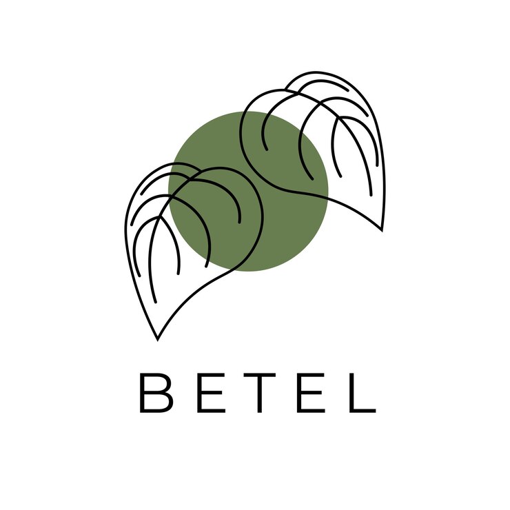 Logotipo de ilustración de vector de arte de línea de hoja de betel