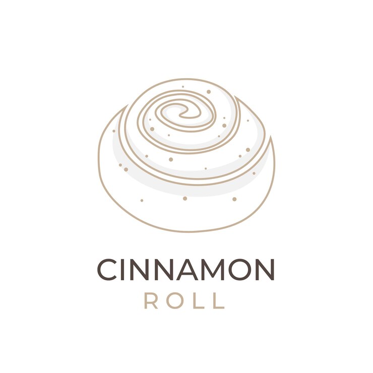 Logotipo de ilustración de vector de arte de línea simple de rollo de canela