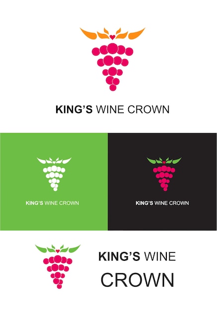 Logotipo de ilustración de vector de corona de vino del rey