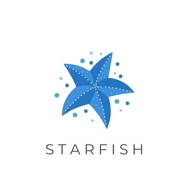 Logotipo de ilustración de vector de estrella de mar azul brillante hermosa