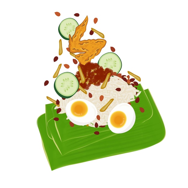El logotipo de la ilustración del vector de levitación de Lemak Nasi