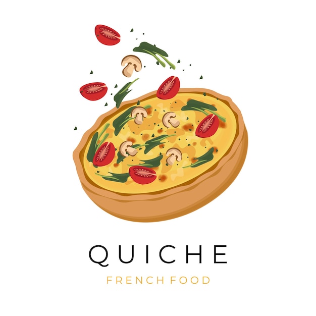 Vector logotipo de ilustración del vector de levitación de quiche vegetal