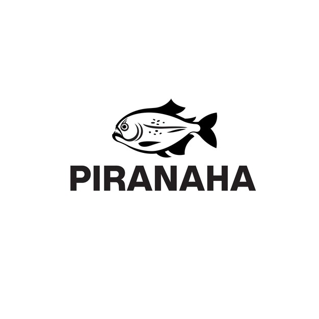 logotipo de ilustración del vector de peces piraña