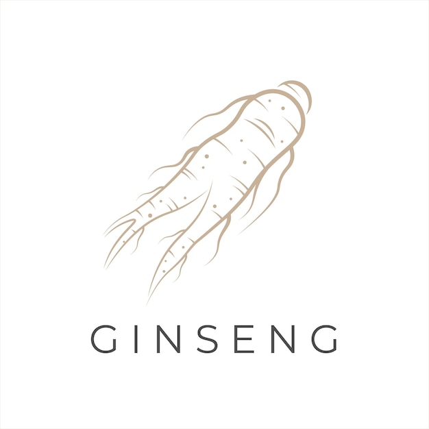 Logotipo de ilustración vectorial de arte de línea de raíz de ginseng