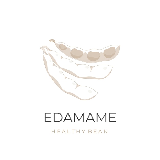 Logotipo de ilustración vectorial de arte de línea de soja joven Edamame