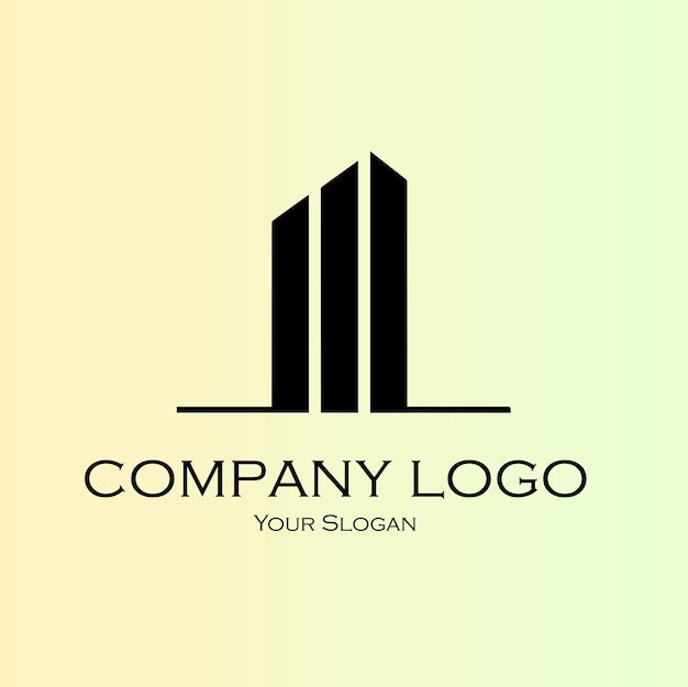 Logotipo de ilustración vectorial de bienes raíces de edificios mínimos