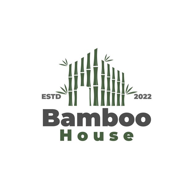 Logotipo de ilustración vectorial de casa de bambú simple