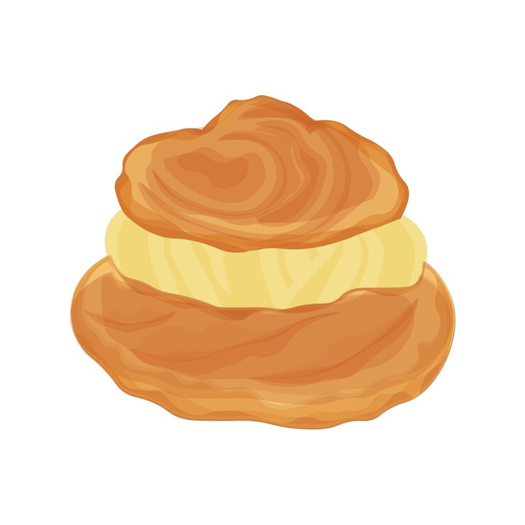 El logotipo de la ilustración vectorial Choux Cream Puff Cake