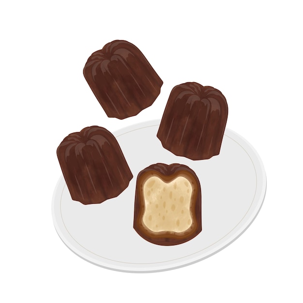Logotipo de ilustración vectorial Clip art Levitación Canele pequeño pastel francés
