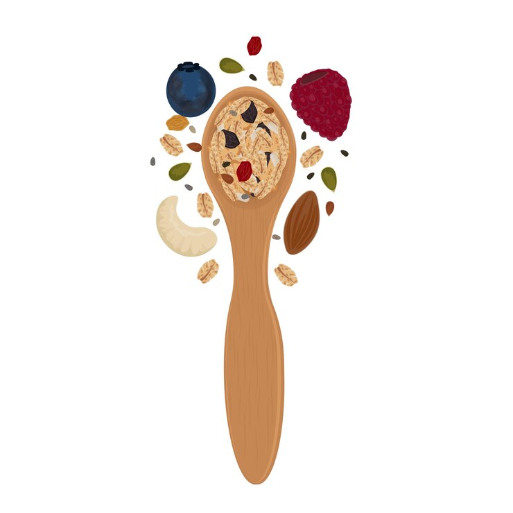 Logotipo de ilustración vectorial Clip art Muesli granola en una cuchara