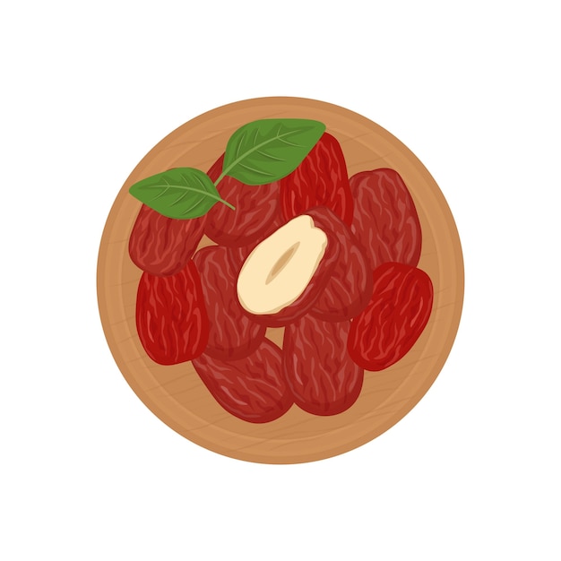 Logotipo de ilustración vectorial Clip art en la parte superior Ver dátiles rojos secos o jujube