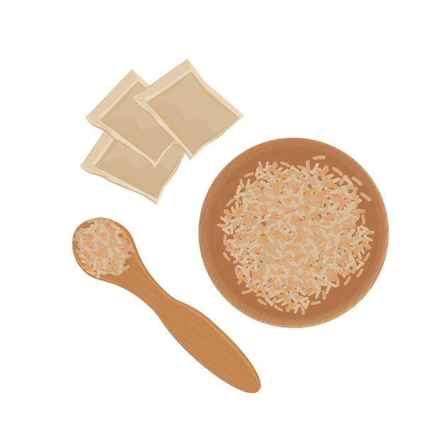 El logotipo de la ilustración vectorial Clip art Vista superior de la sopa de dashi en polvo