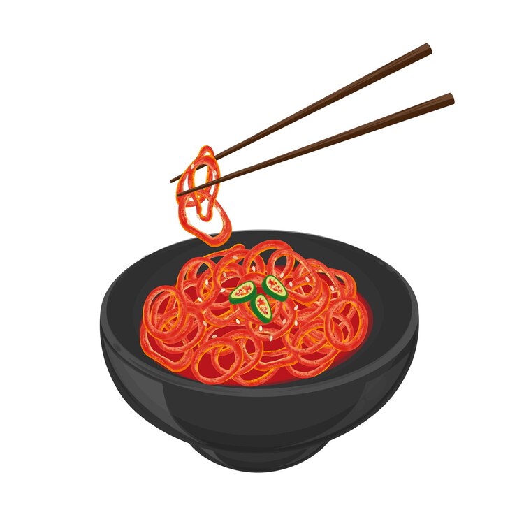 El logotipo de la ilustración vectorial Clipart está listo para comer Ojingeojeot coreano calamar fermentado picante