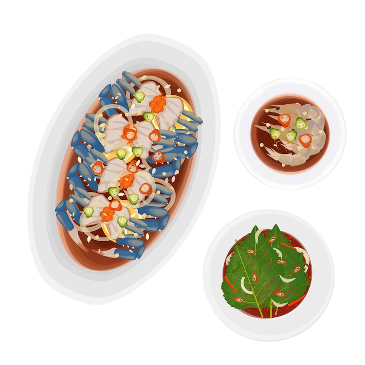 El logotipo de la ilustración vectorial Clipart Ganjang Gejang con Saewoo jang o saeu jang