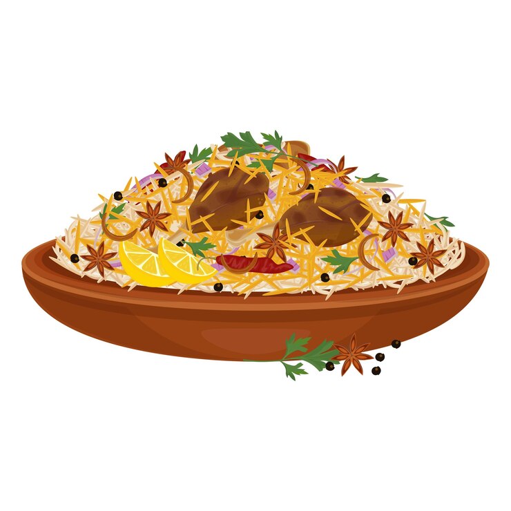 El logotipo de la ilustración vectorial Clipart Hyderabadi Biryani o Chicken Biryani