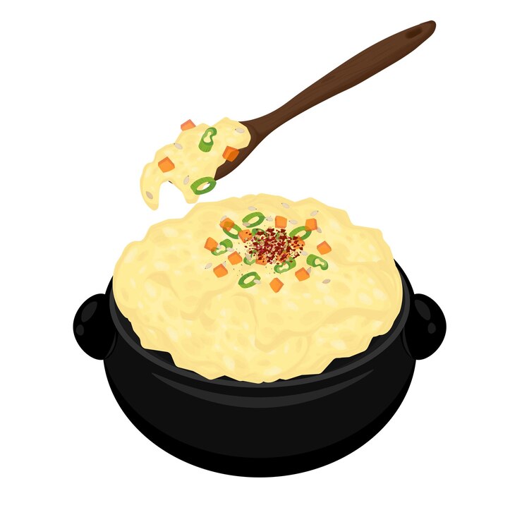 El logotipo de la ilustración vectorial Clipart Listo para comer Gyeranjjim Huevo al vapor coreano