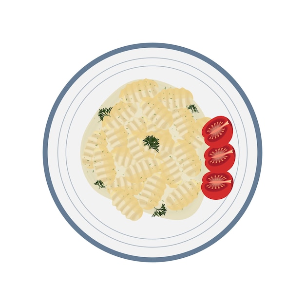 El logotipo de la ilustración vectorial de los deliciosos gnocchi italianos