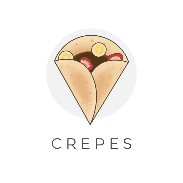 Logotipo de ilustración vectorial de dibujos animados de crepes dulces