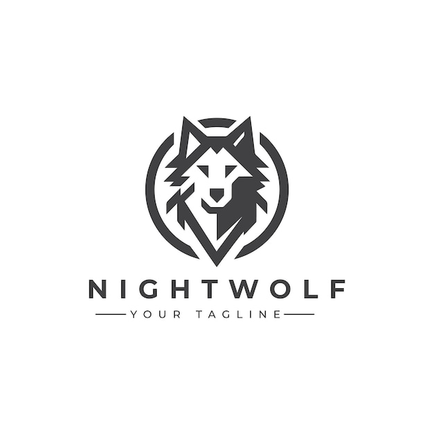 Un logotipo de ilustración vectorial de una elegante cabeza de lobo estilizada con icono de líneas afiladas