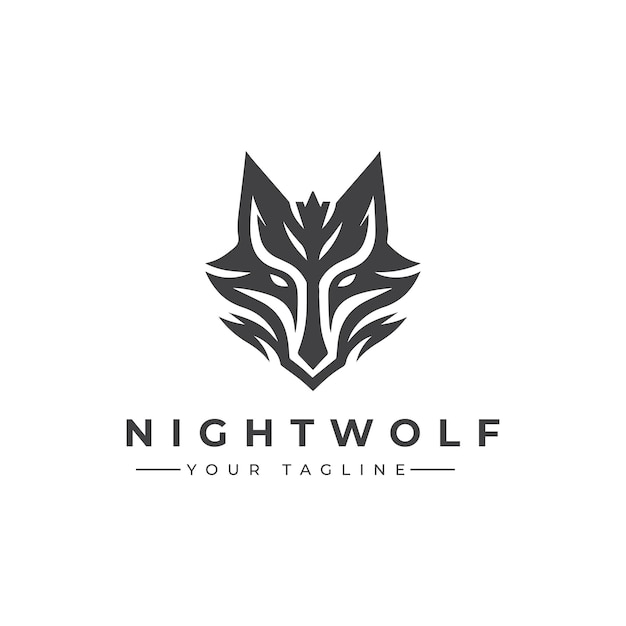 Un logotipo de ilustración vectorial de una elegante cabeza de lobo estilizada con icono de líneas afiladas