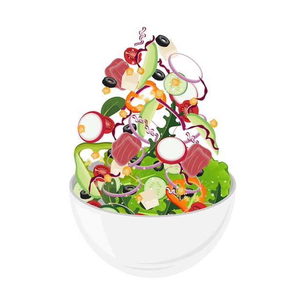 Logotipo de ilustración vectorial de ensalada de atún