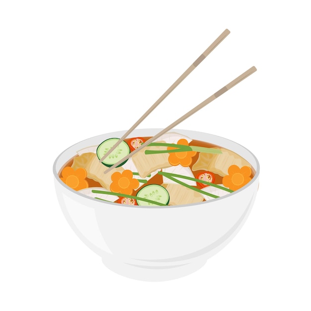 El logotipo de ilustración vectorial está listo para comer kimchi nabak o kimchi de agua coreano
