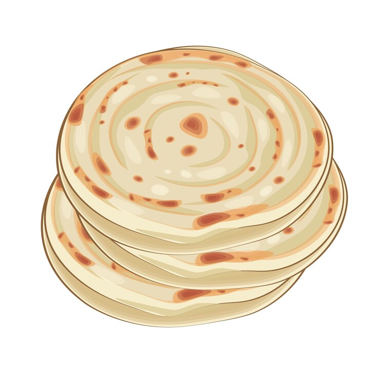 El logotipo de la ilustración vectorial Flatbread Parotta Paratha o Canai
