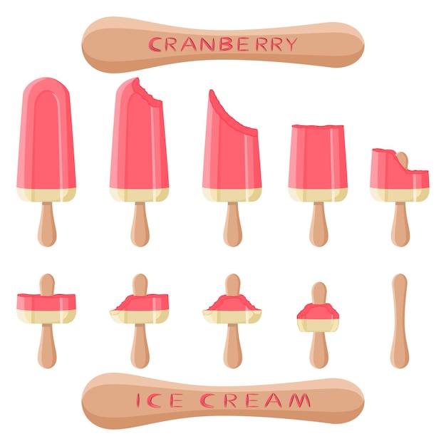 Logotipo de ilustración vectorial para helado de arándano natural en palos de helado patrón de helado que consiste en un conjunto de helado frío dulce delicioso postre congelado helados de frutas frescas de arándano en palos