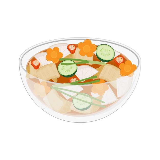Logotipo de ilustración vectorial de kimchi nabak fresco o kimchi de agua coreano