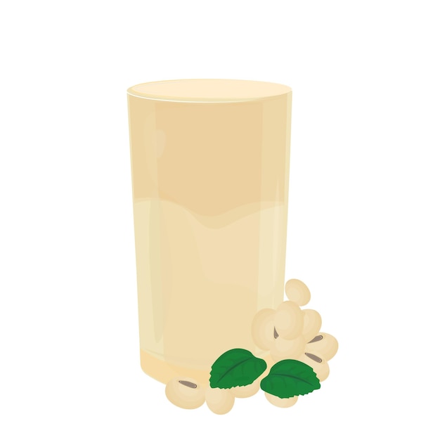 Logotipo de ilustración vectorial de leche de soja en un vaso