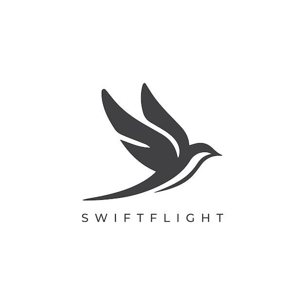 Un logotipo de ilustración vectorial mínima de una silueta simple un pájaro en el icono de vuelo medio