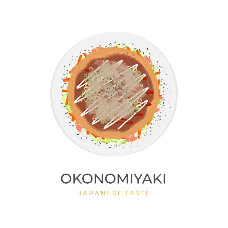 Vector logotipo de ilustración vectorial okonomiyaki estilo osaka