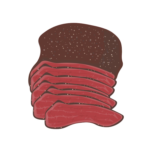 Logotipo de ilustración vectorial Pastrami o carne de res seca