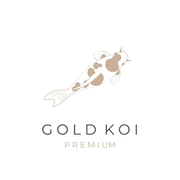 Logotipo de ilustración vectorial de peces Koi de oro elegante