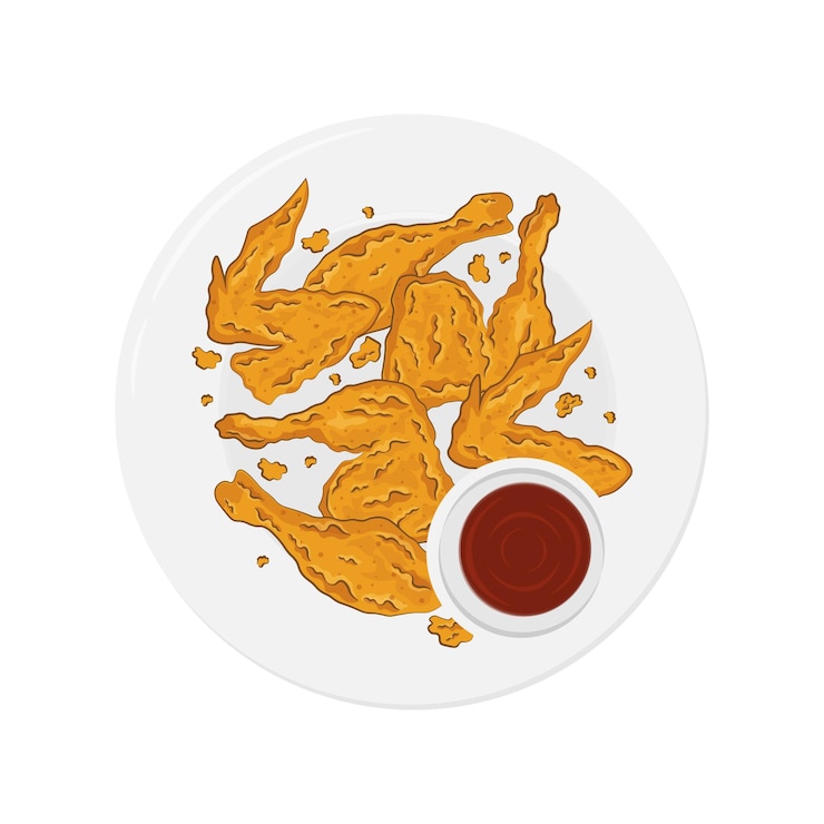 Vector logotipo de ilustración vectorial de pollo frito crujiente desde arriba