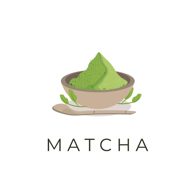 Logotipo de ilustración vectorial de polvo Matcha natural