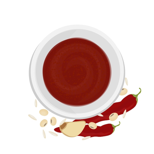 Vector el logotipo de la ilustración vectorial de la salsa fermentada tradicional coreana gochujang picante