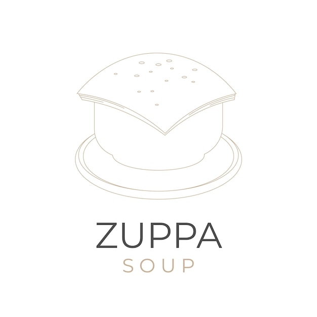 Logotipo de ilustración vectorial de sopa Zuppa de arte de línea simple