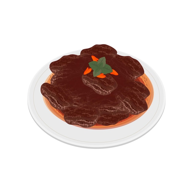 El logotipo de la ilustración vectorial de Spicy Beef Rendang