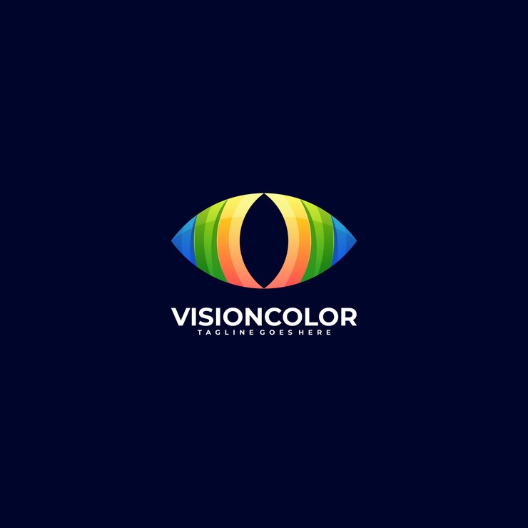 Vector logotipo ilustración visión gradiente estilo colorido.