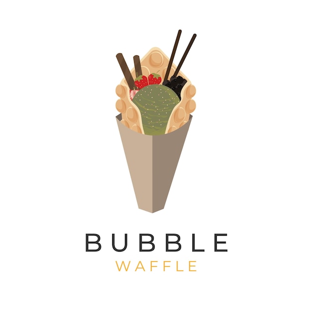 Vector logotipo de ilustración de waffle de huevo de helado matcha de té verde