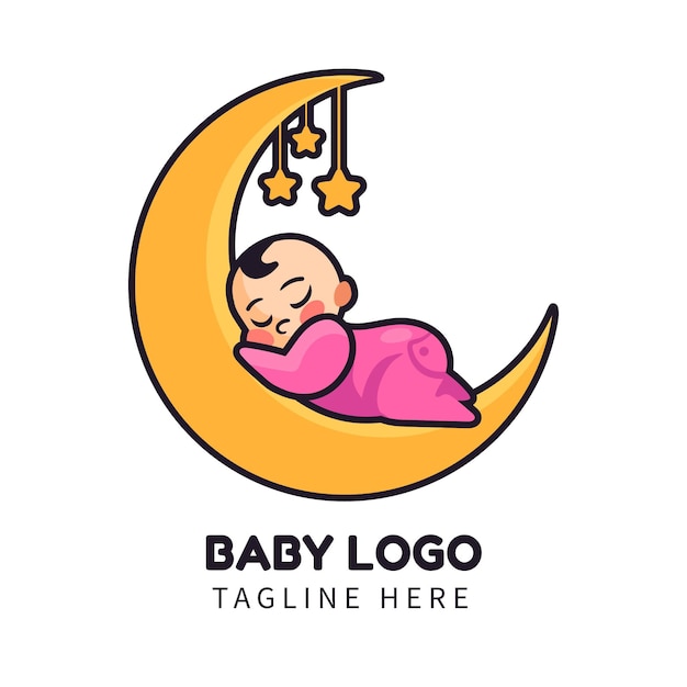 Vector logotipo ilustrado del bebé detallado