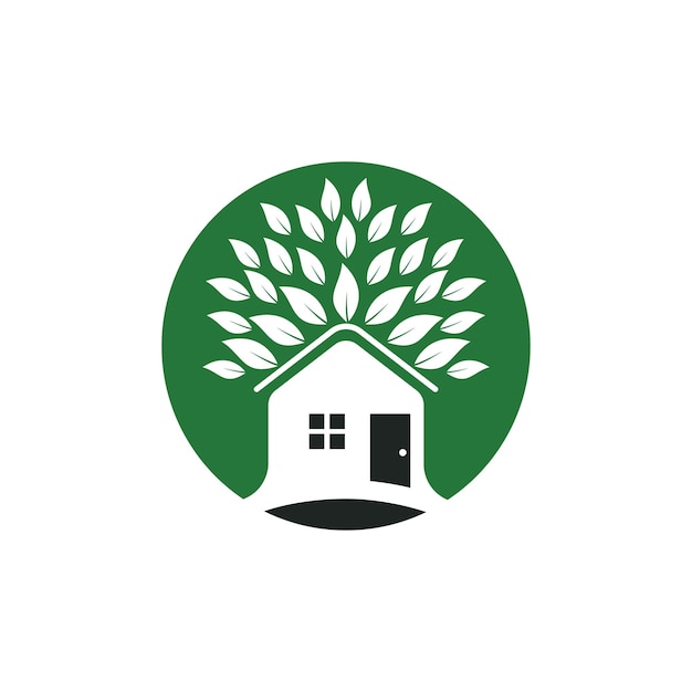 Logotipo ilustrativo de la casa en el árbol para empresas relacionadas con el cuidado del medio ambiente