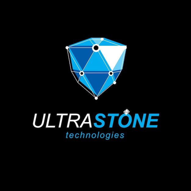 Logotipo de la industria de la construcción. Objeto de malla 3D abstracto vectorial, plantilla de baja poli de tecnología de elemento de diseño.
