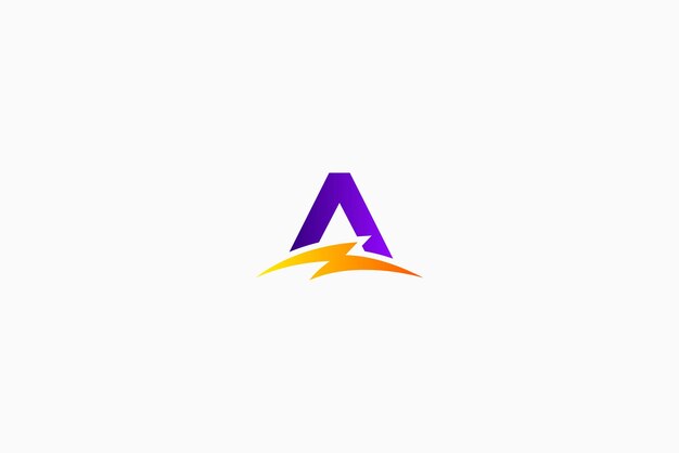 Logotipo de la industria de la energía y la energía de la tecnología empresarial de carga rápida eléctrica de la letra A