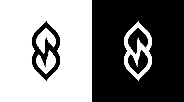 Logotipo infinito fuego monograma vector blanco y negro icono ilustración estilo Diseños plantillas