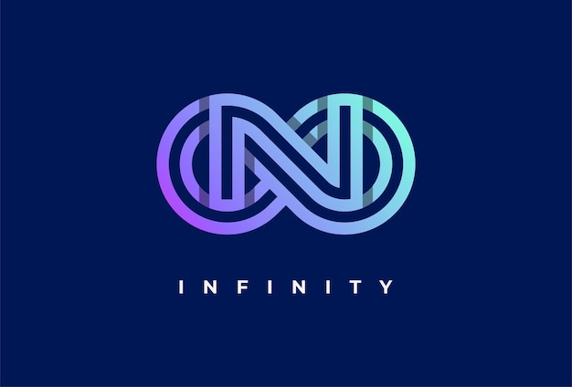 Logotipo infinito, letra N con combinación de iconos infinitos, adecuado para la tecnología y el logotipo de la empresa