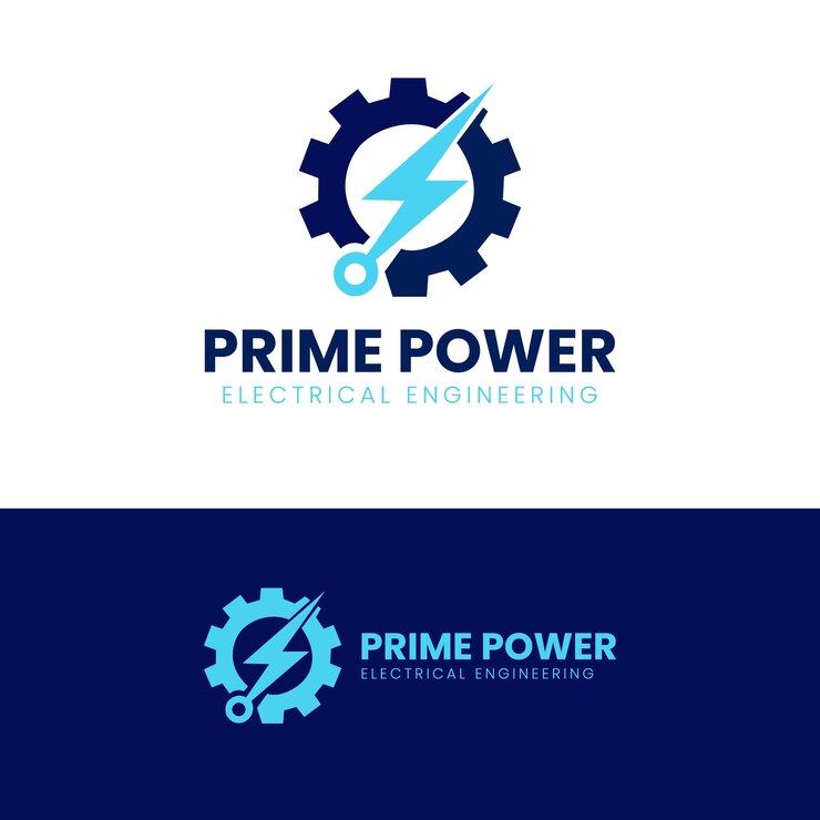Vector el logotipo de la ingeniería eléctrica de prime power